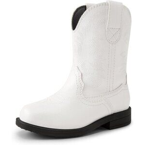 Toddler Boys Girls Cowboy Boots Western Square Toe Mid Calf White Boots Kids